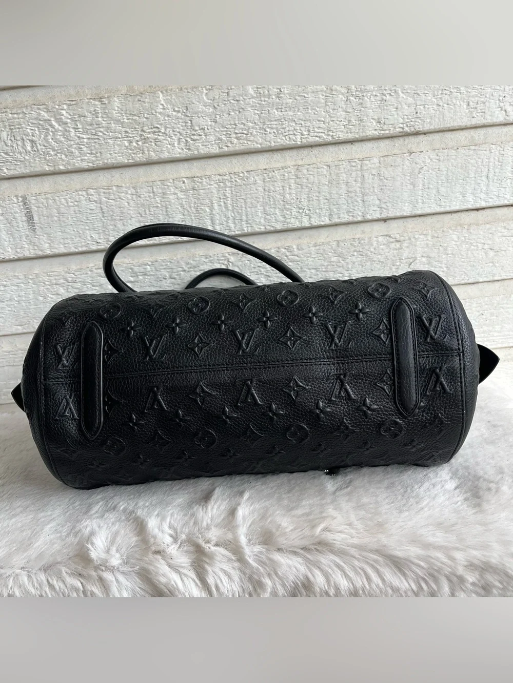 LOUIS VUITTON Black Leather Revelation Neo Papillon GM Boston Y2K Tote Bag